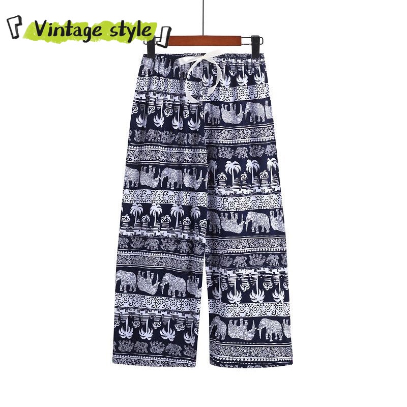 Quần ống rộng Chất Liệu cotton Phong Cách Vintage Thời Trang Mùa Hè Cho Nam Và Nữ