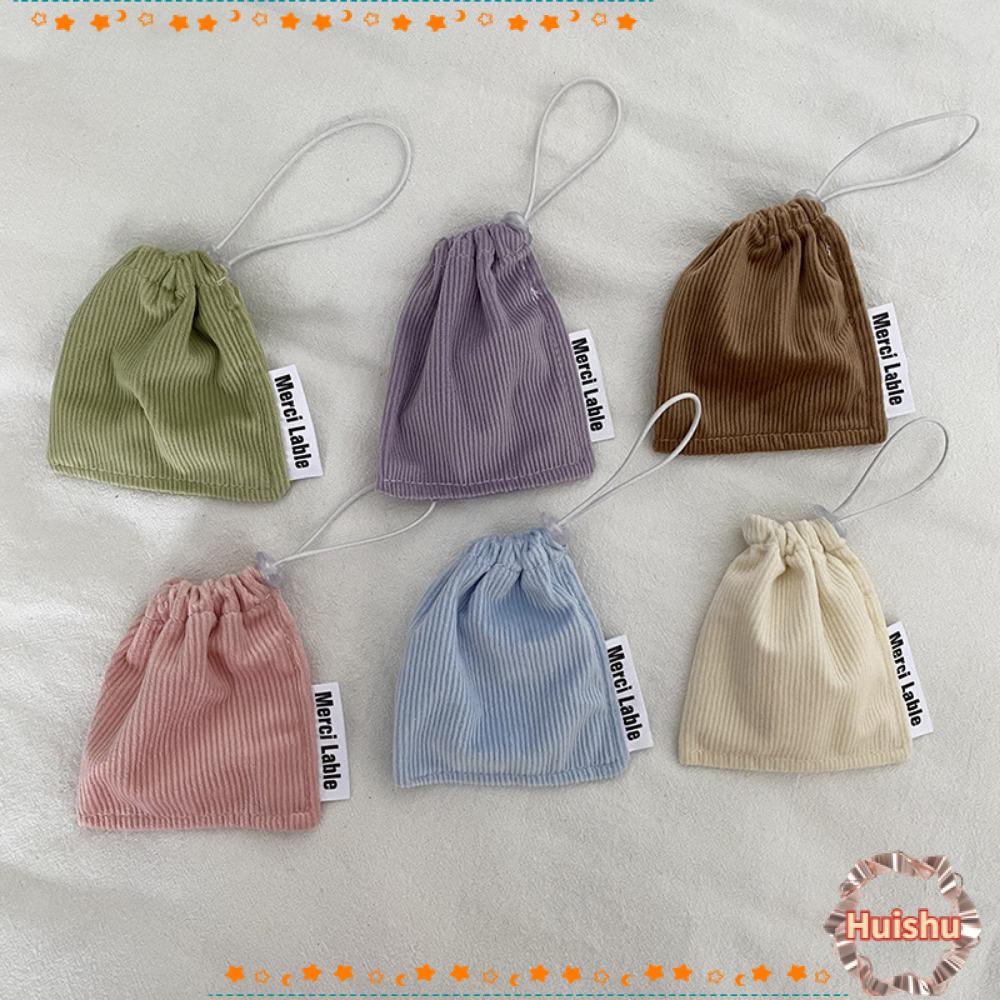 Túi Dây Rút Bằng Vải Nhung Màu Trơn Đựng Tai Nghe