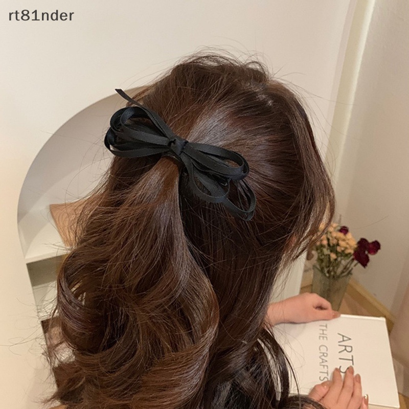 Rt 1 Kẹp Tóc Hình Nơ Ruy Băng Màu Đen Thời Trang Cho Nữ