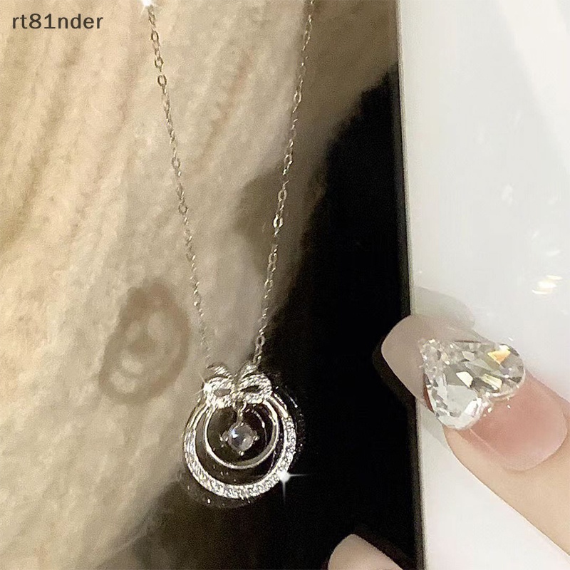 Rt Vòng Cổ Dây Xích Mặt Tròn Rỗng Đính Đá Pha Lê Lấp Lánh Thời Trang Dành Cho Nữ