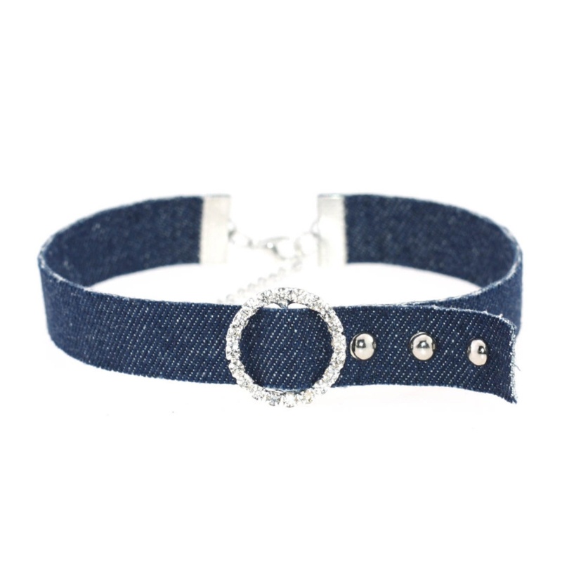Vòng Cổ Choker Denim Màu Xanh Dương Thời Trang Cho Nữ