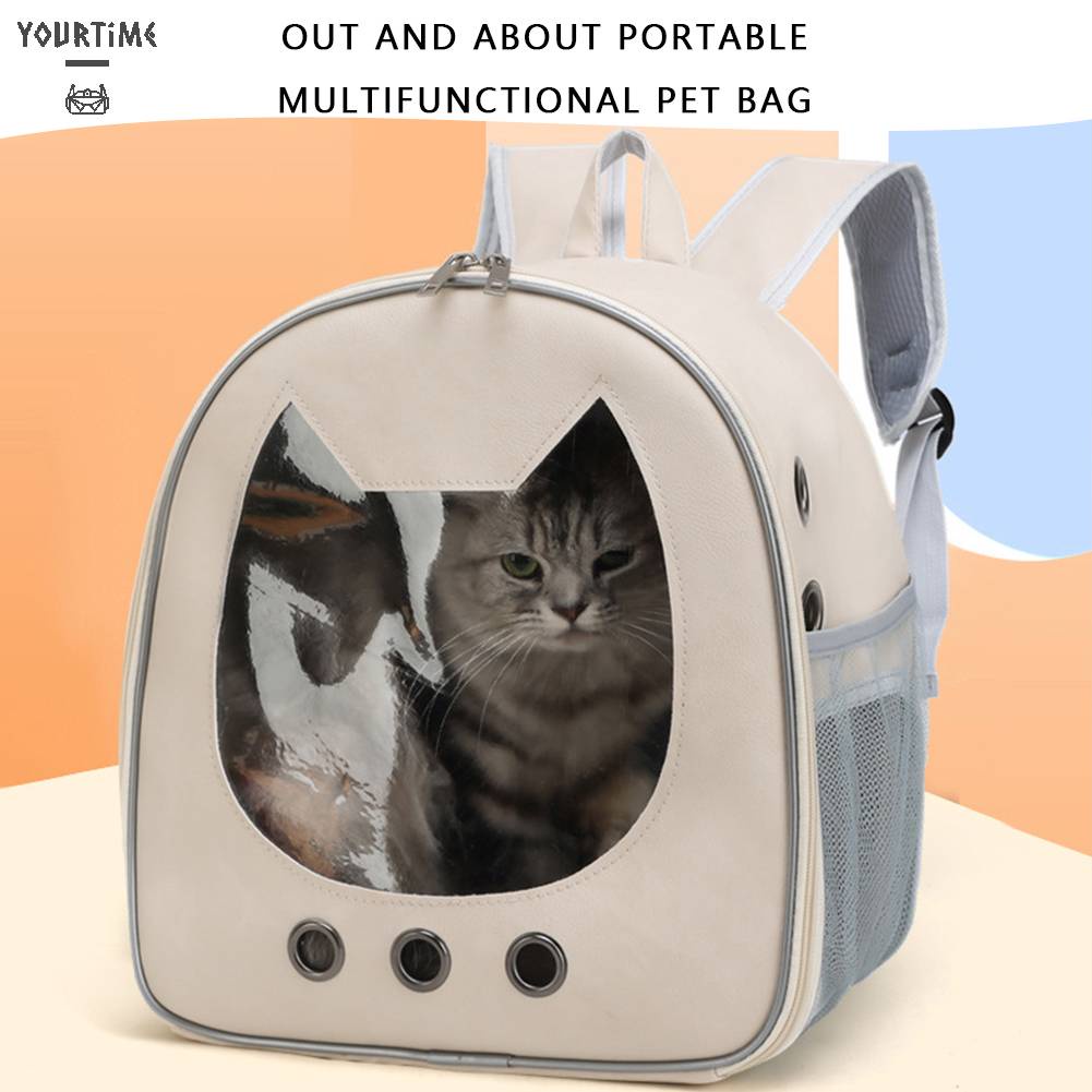 Ba Lô Địu Thú Cưng Bằng Da PU Phối Lưới Thoáng Khí