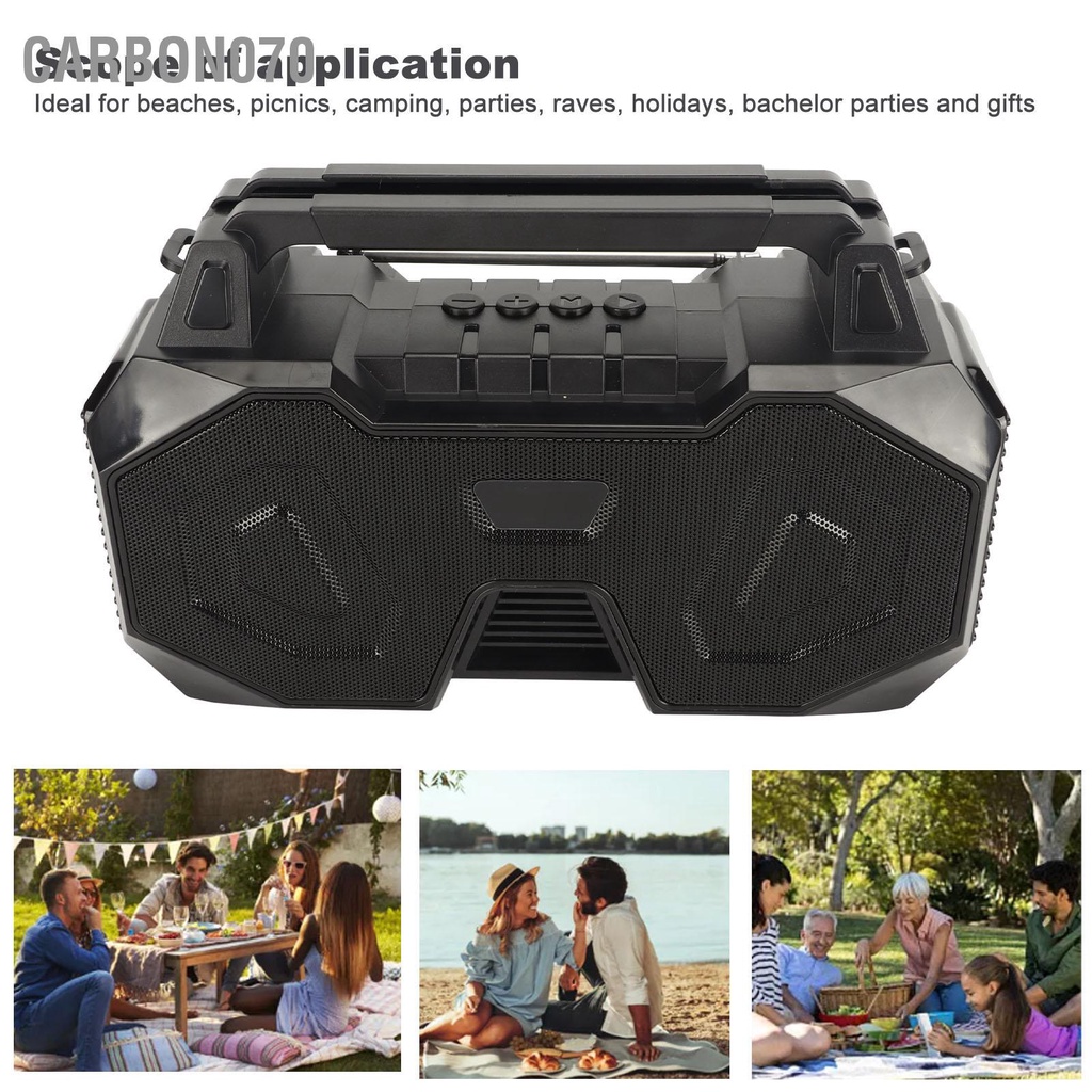 Carbon070 Loa Bluetooth năng lượng mặt trời di động Đài FM có giá đỡ điện thoại Đầu đọc thẻ lưu trữ siêu nhỏ cho du lịch ngoài