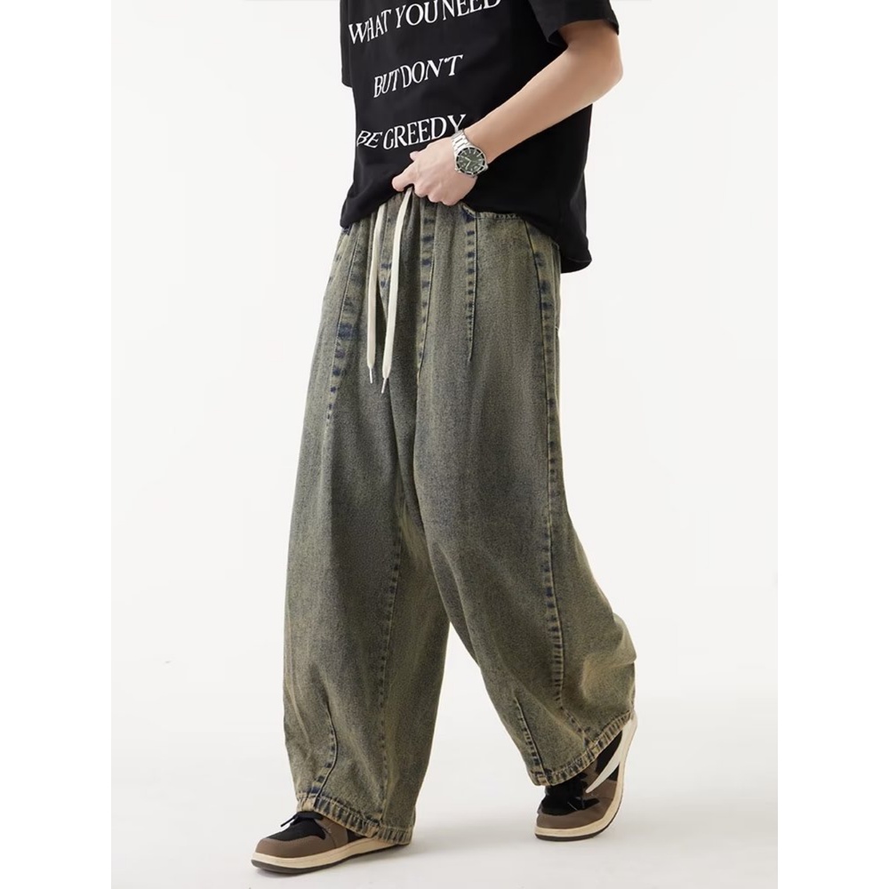 Quần Jean Dài Ống Rộng Phong Cách Đường Phố Mỹ Thời Trang Xuân Thu Cá Tính Cho Nam Và Nữ