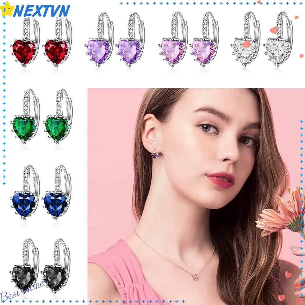 Set 2 Đôi Bông Tai Hình Trái Tim Thời Trang Hàn Quốc