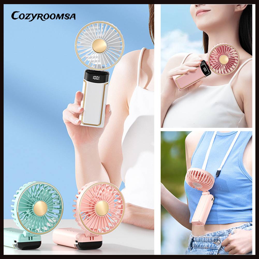 Quạt Cầm Tay Mini Có Thể Gấp Lại Với Màn Hình Kỹ Thuật Số Để