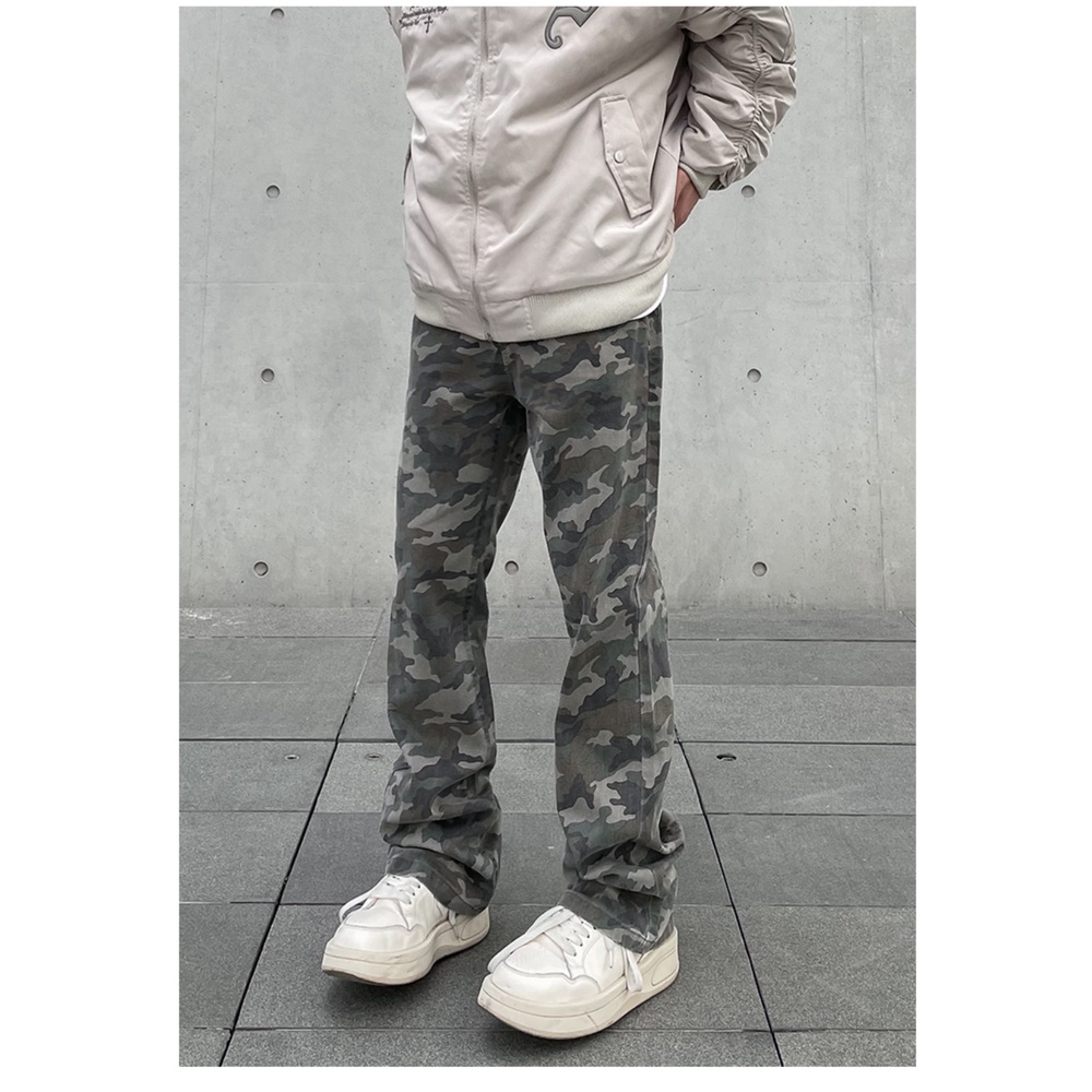 Quần Jean Họa Tiết Rằn Ri Dáng Suông Cá Tính Phong Cách Retro Mỹ Cho Nam