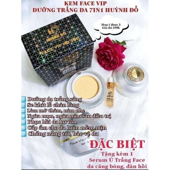 Kem Face Vip HĐ 7 in 1 Huỳnh Đỗ 30gr - Trắng Da Chống Lão Hóa Da Hiệu Quả