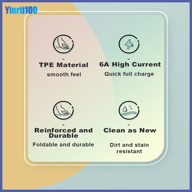 Cáp Sạc Nhanh Yinrti 120W 6A 180 Độ Type c / android Cho Xiaomi Huawei