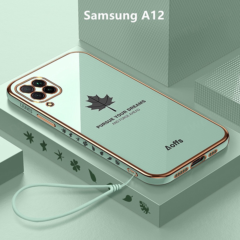 Ốp Lưng Samsung A12 Mạ điện Lá phong Mềm Ốp Điện Thoại Samsung Galaxy A12