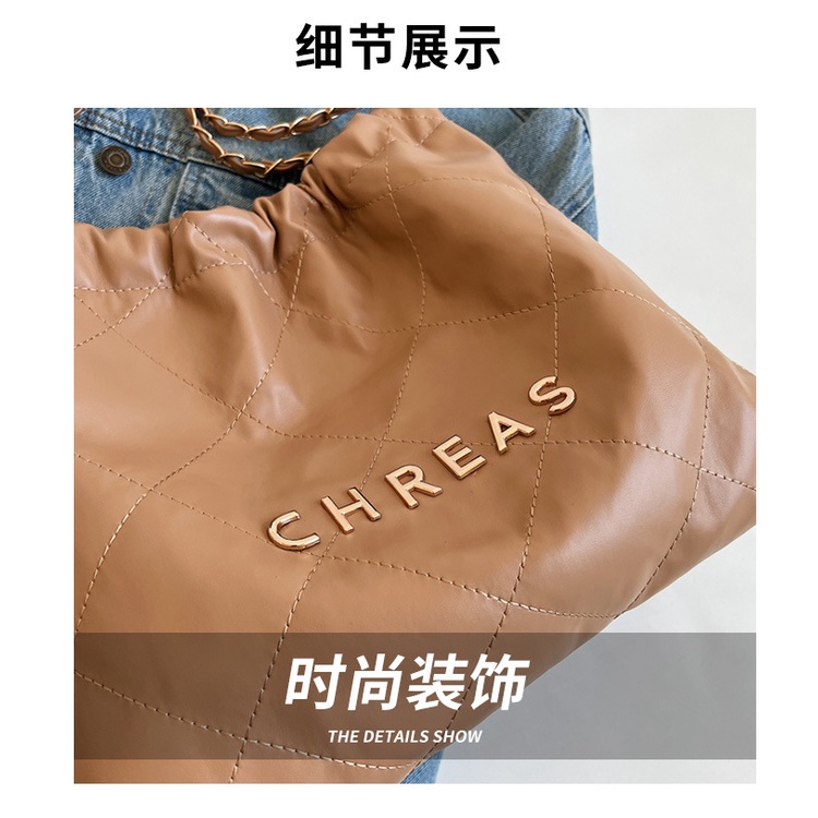 Túi Xách Đeo Vai Phối Dây Xích Thêu Chữ Thời Trang Mùa Thu 2022 Cho Nữ