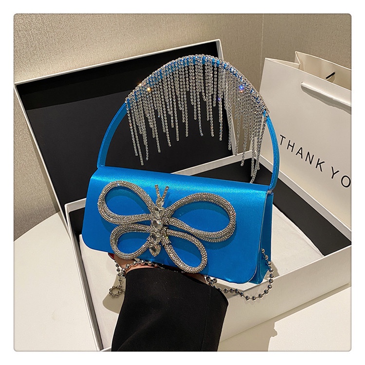 Túi Đeo Vai / Kẹp Nách Dáng Vuông Nhỏ Đính Nơ Phối Tua Rua Lấp Lánh Phong Cách Mới Thời Trang Mùa Hè 2023