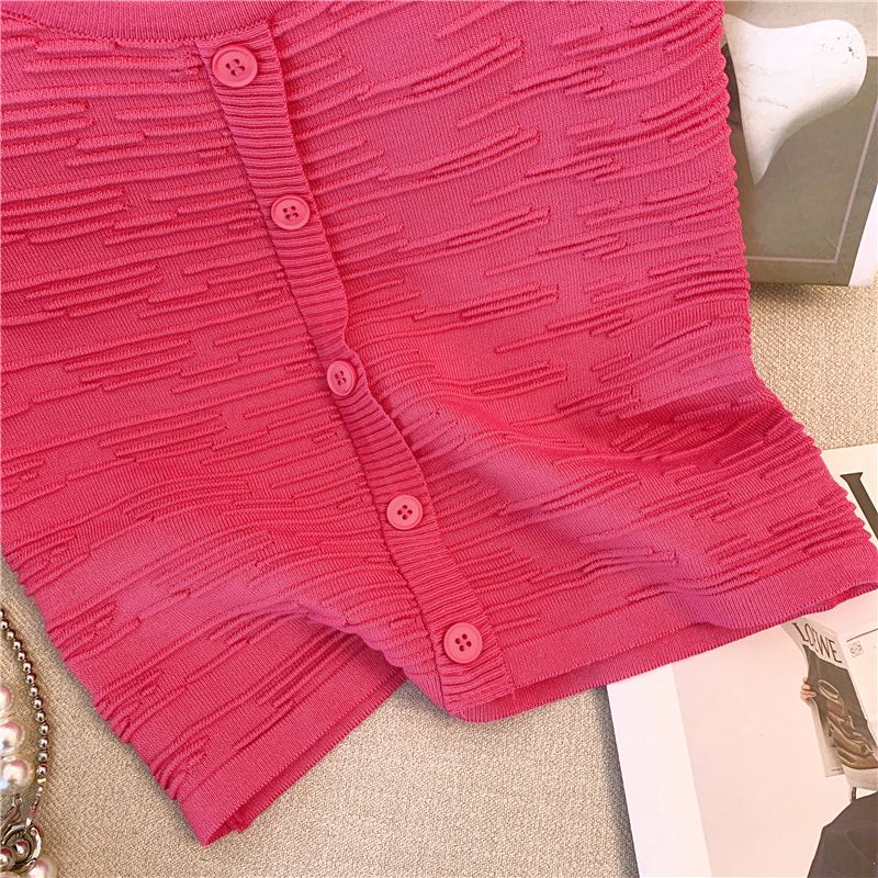 Áo Hai Dây Mùa Hè Phong Cách Pháp Ngọt Ngào Hở Vai Lưng Đẹp Màu Đỏ Hồng Ngọt Ngào Cho Nữ