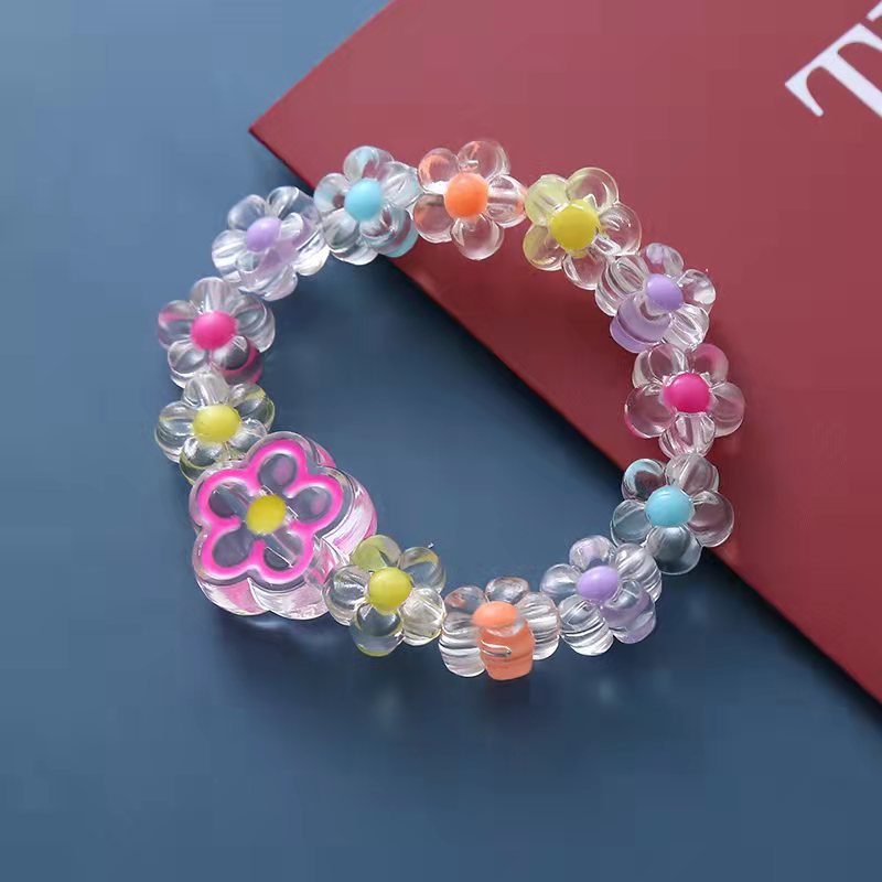 Vòng Tay Xỏ Hạt Bằng Acrylic Màu Sắc Hỗn Hợp Họa Tiết Trái Cây Hoạt Hình Cho Bé Gái