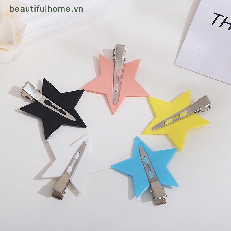Set 5 Kẹp Tóc Hình Ngôi Sao Bằng Kim Loại Phong Cách Hàn Quốc Thời Trang Cho Nữ