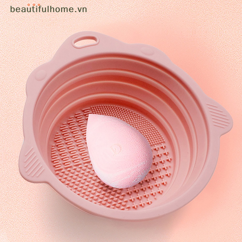 Hộp Silicone Vệ Sinh Cọ Trang Điểm Có Thể Gấp Gọn Tiện Dụng