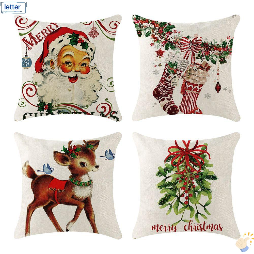 Vỏ Gối Vuông Họa Tiết Giáng Sinh Trang Trí Nội Thất