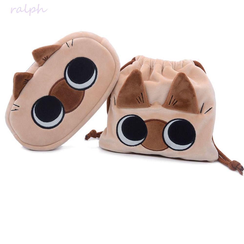 Túi Dây Rút Đựng Mỹ Phẩm Hình Mèo Nhồi Bông Hoạt Hình Dễ Thương Cho Bé