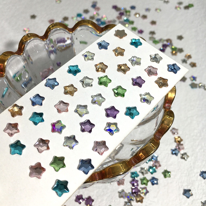 Miếng Dán Pha Lê Nhân Tạo Hình Ngôi Sao / Trái Tim Nhiều Màu Dùng Trang Trí Móng Tay DIY
