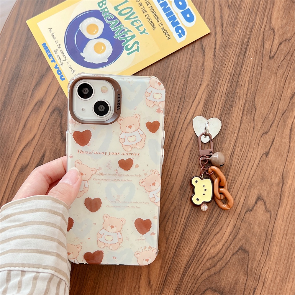 Ốp Điện Thoại TPU Mềm Trong Suốt Họa Tiết Gấu Hoạt Hình Hai Mặt Cho iPhone 14 13 12 11 Pro Max