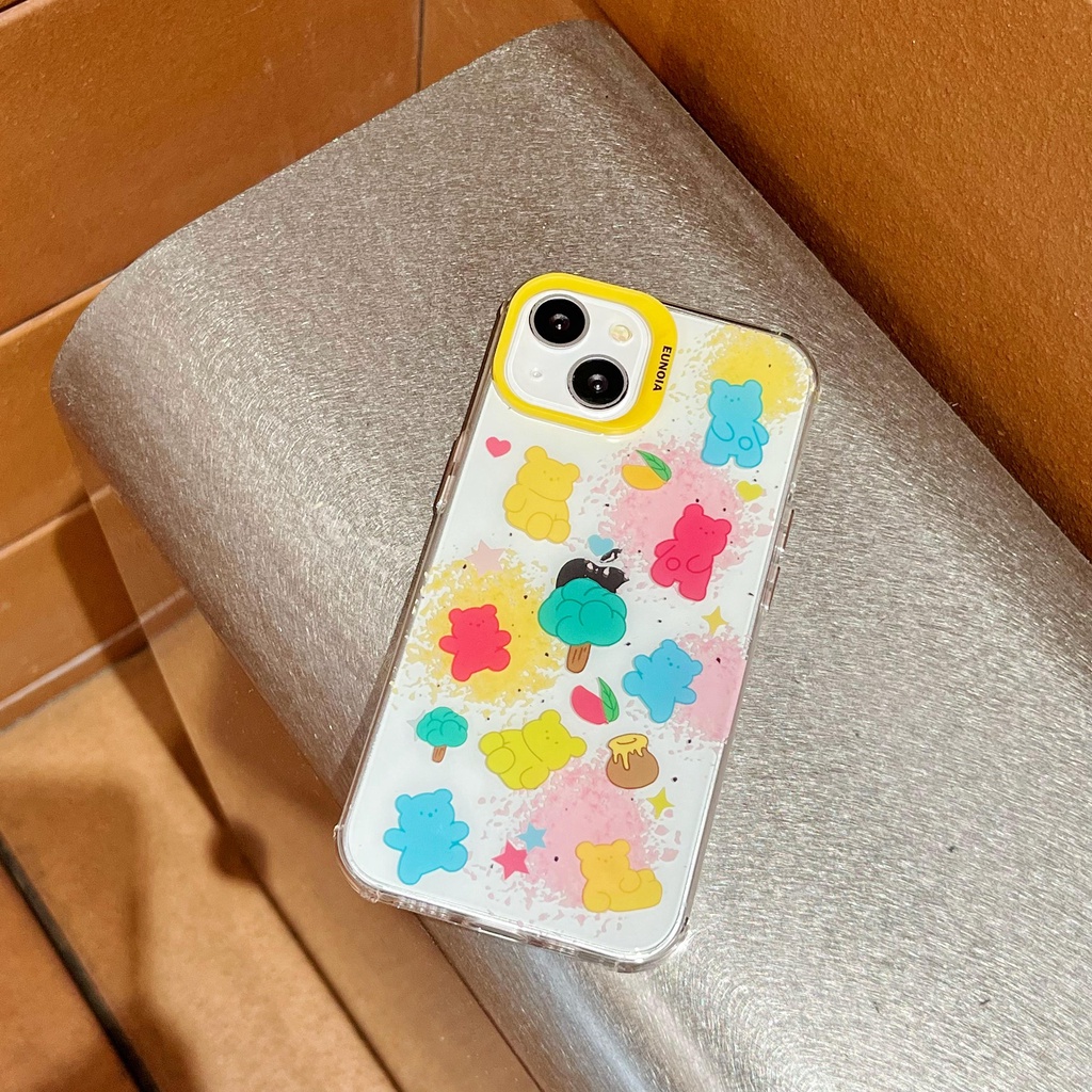 Ốp Điện Thoại TPU Mềm Trong Suốt Họa Tiết Gấu Hoạt Hình Hai Mặt Cho iPhone 14 13 12 11 Pro Max