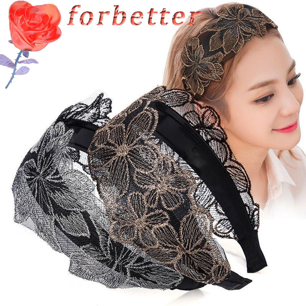 Băng Đô Cài Tóc Viền Ren Lưới Thêu Hoa Phong Cách Cổ Điển Thời Trang Cho Nữ