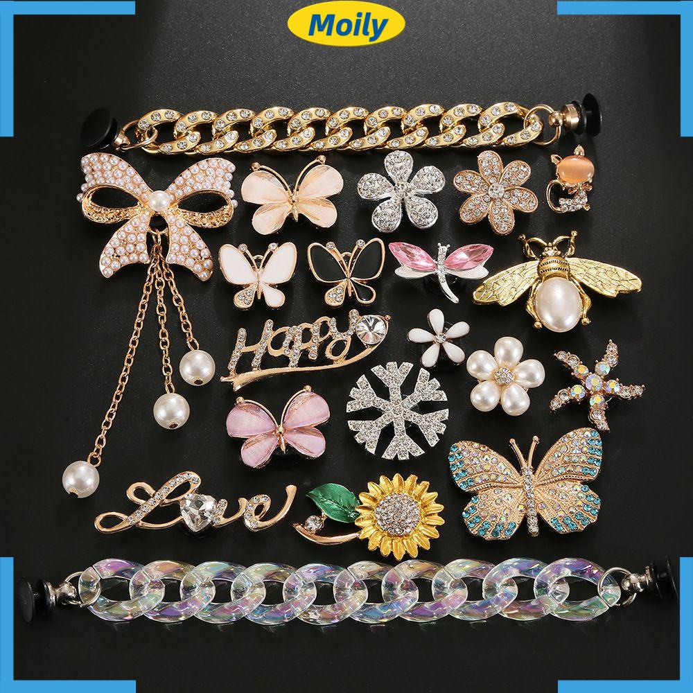 Moilyvn Phụ Kiện Kẹp Trang Trí Xăng đan Hình Bướm Lấp Lánh Giản Dị Chăm Sóc Bàn Chân &amp; Phụ Kiện Charms
