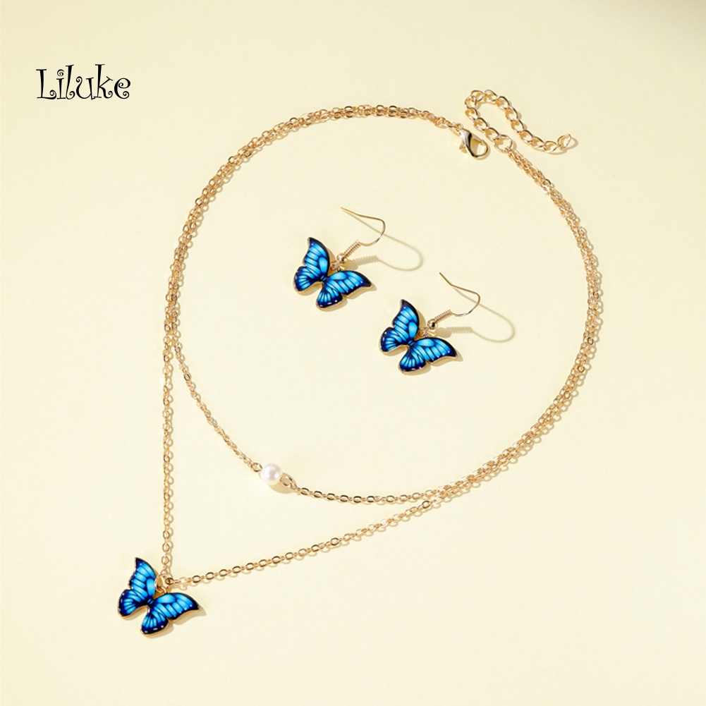 Set 2 Vòng cổ Và Đôi Khuyên Tai 2 Tầng Thời Trang Cho Nữ