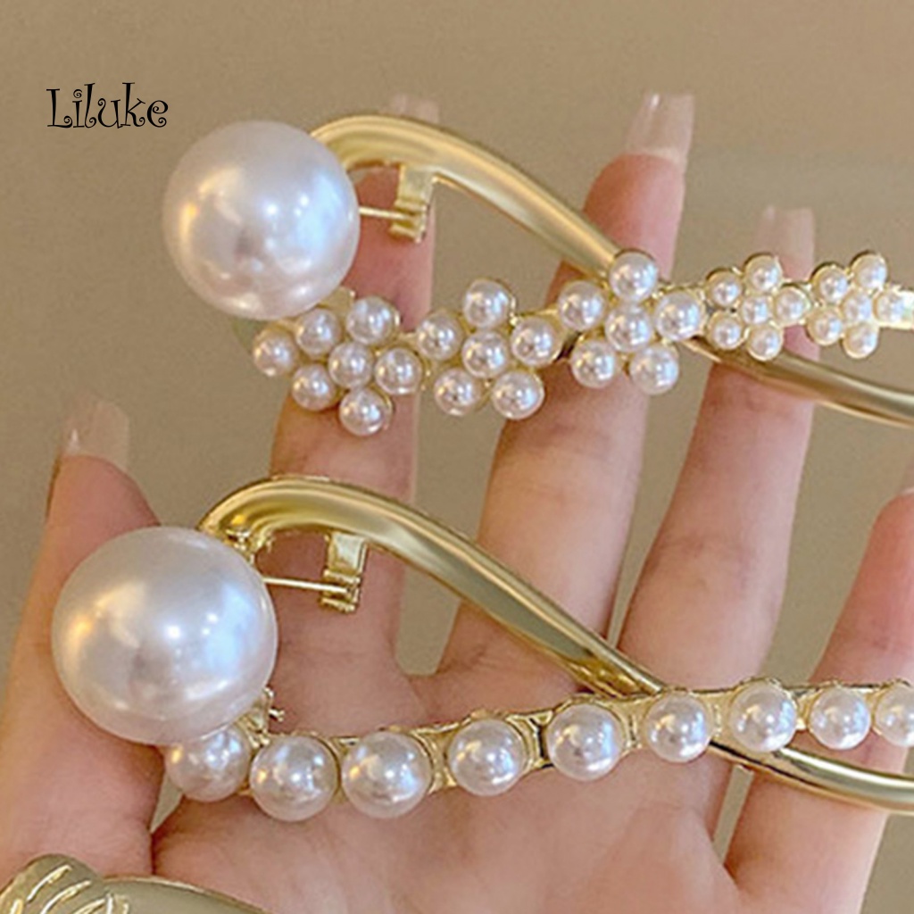 Kẹp Tóc Dạng Xoắn Đính Ngọc Trai Nhân Tạo Chống Trượt Trang Trí Tóc