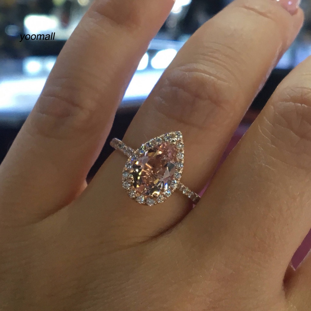 Nhẫn Đính Đá Hình Giọt Nước Thời Trang Cho Nữ