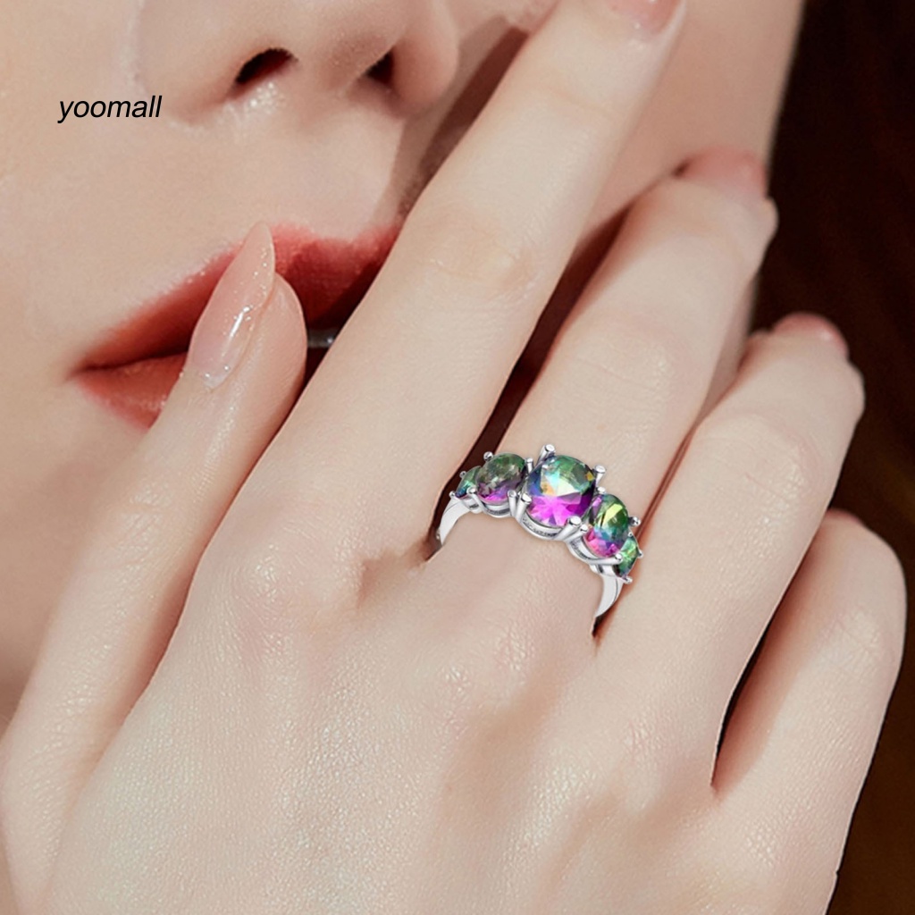 Nhẫn Đồng Đính Pha Lê Giả Nhiều Màu Thanh Lịch Cho Nữ