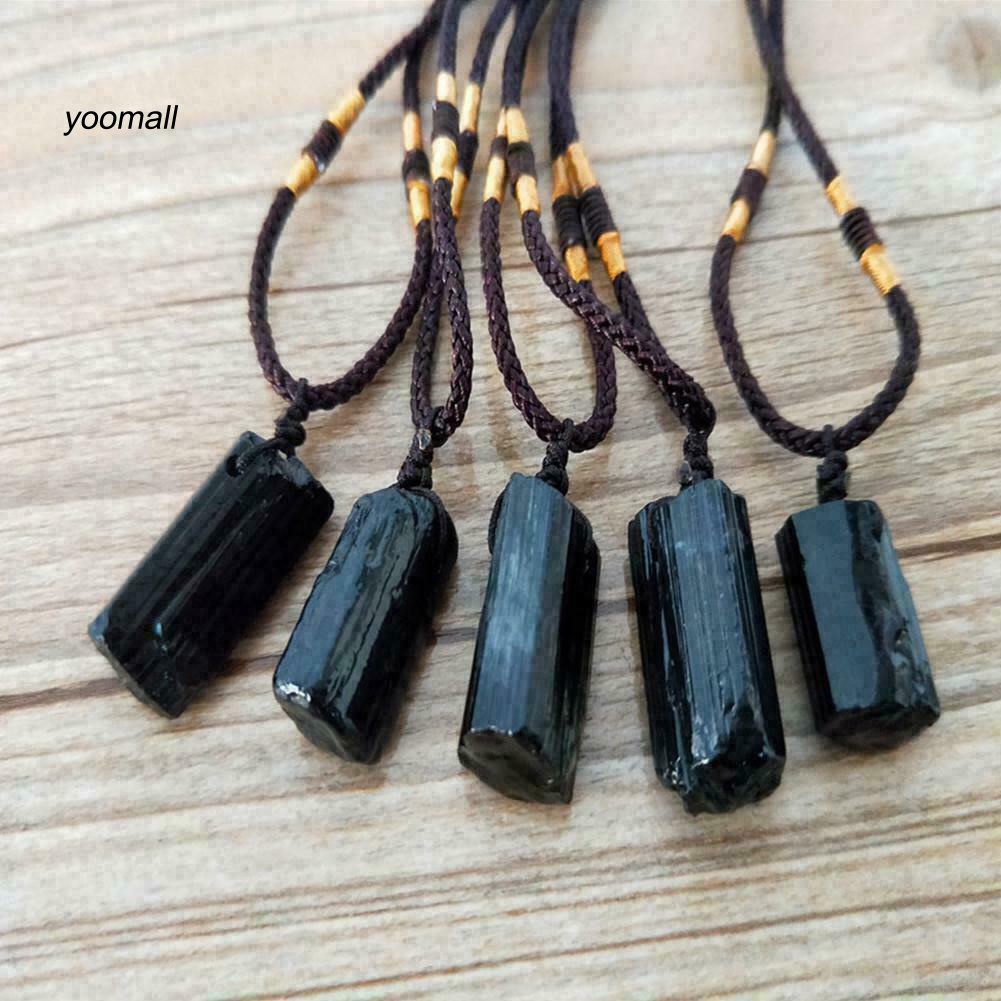 Vòng cổ Mặt Đá Tourmaline Nhân Tạo Màu Đen Thời Trang