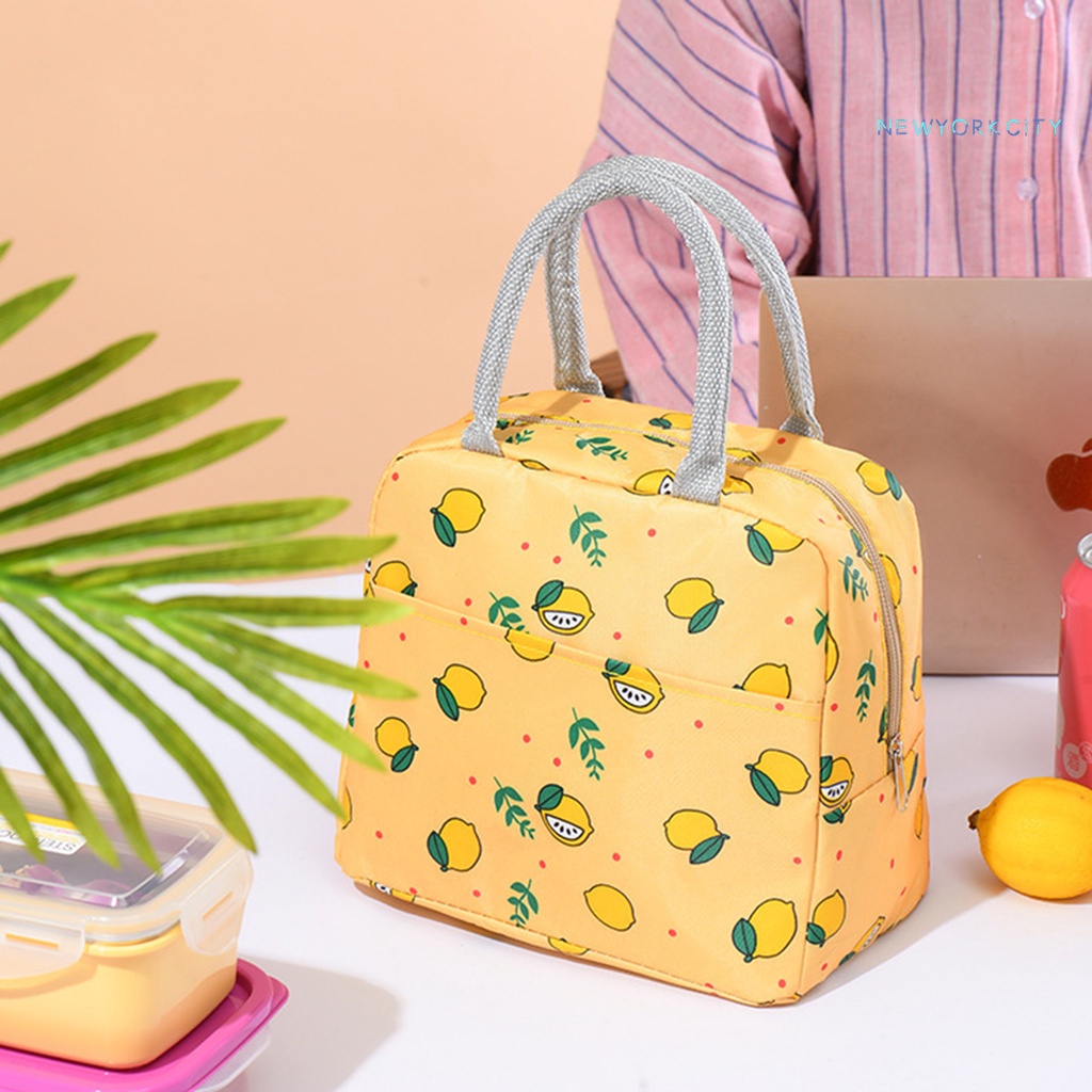 Túi Đựng Hộp Cơm Trưa Cách Nhiệt Chống Thấm Nước Hai Tay Cầm Họa Tiết Hoạt Hình