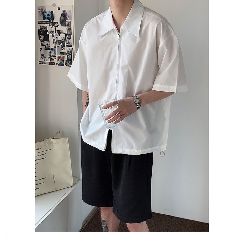 Cleanfit Áo Sơ Mi Tay Lửng Có Khóa Kéo Đôi Thời Trang Cao Cấp