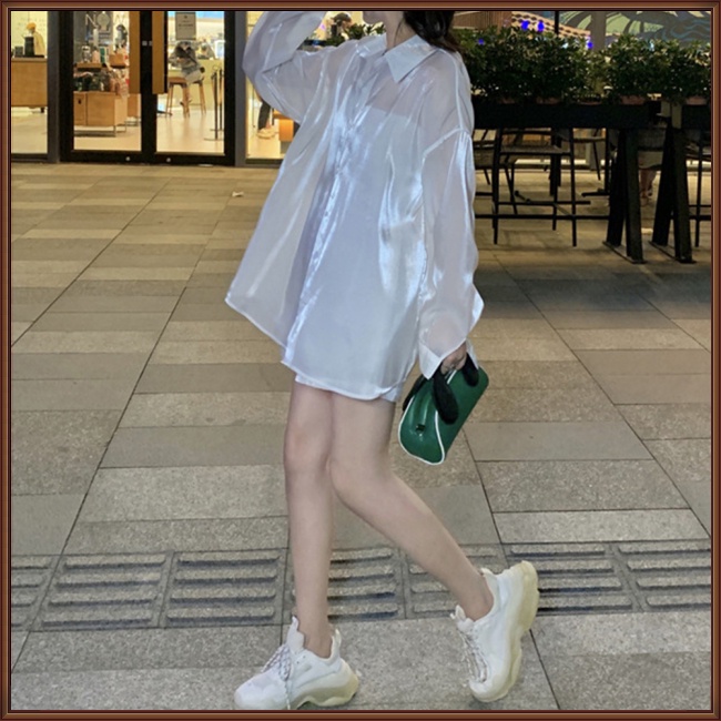 Áo Sơ Mi Dài Tay Chống Nắng Màu Trơn Thời Trang Mùa Hè Giản Dị Dành Cho Nữ