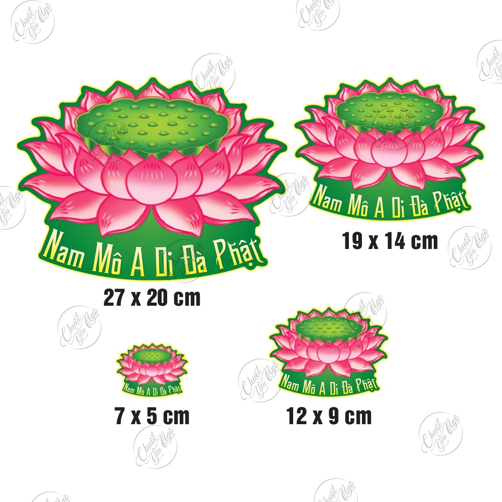 Hình dán decal hoa sen chữ Nam mô a di đà Phật dán trang trí nhà cửa ô tô