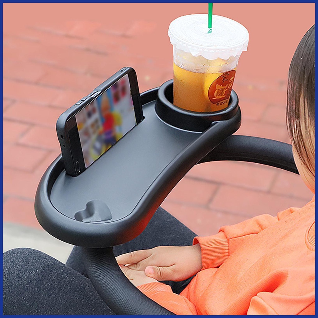 Khay Đựng Đồ Ăn Vặt 3 Trong 1 Màu Đen Chống Trượt Có Thể Tháo Rời Xoay 360 Độ Gắn Xe Đẩy Em Bé