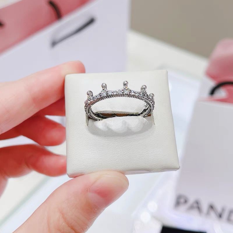 Nhẫn Đính Hôn Mạ Vàng Hồng 18k Pandora Đính Đá Zircon 925 Sang Trọng Cho Nữ