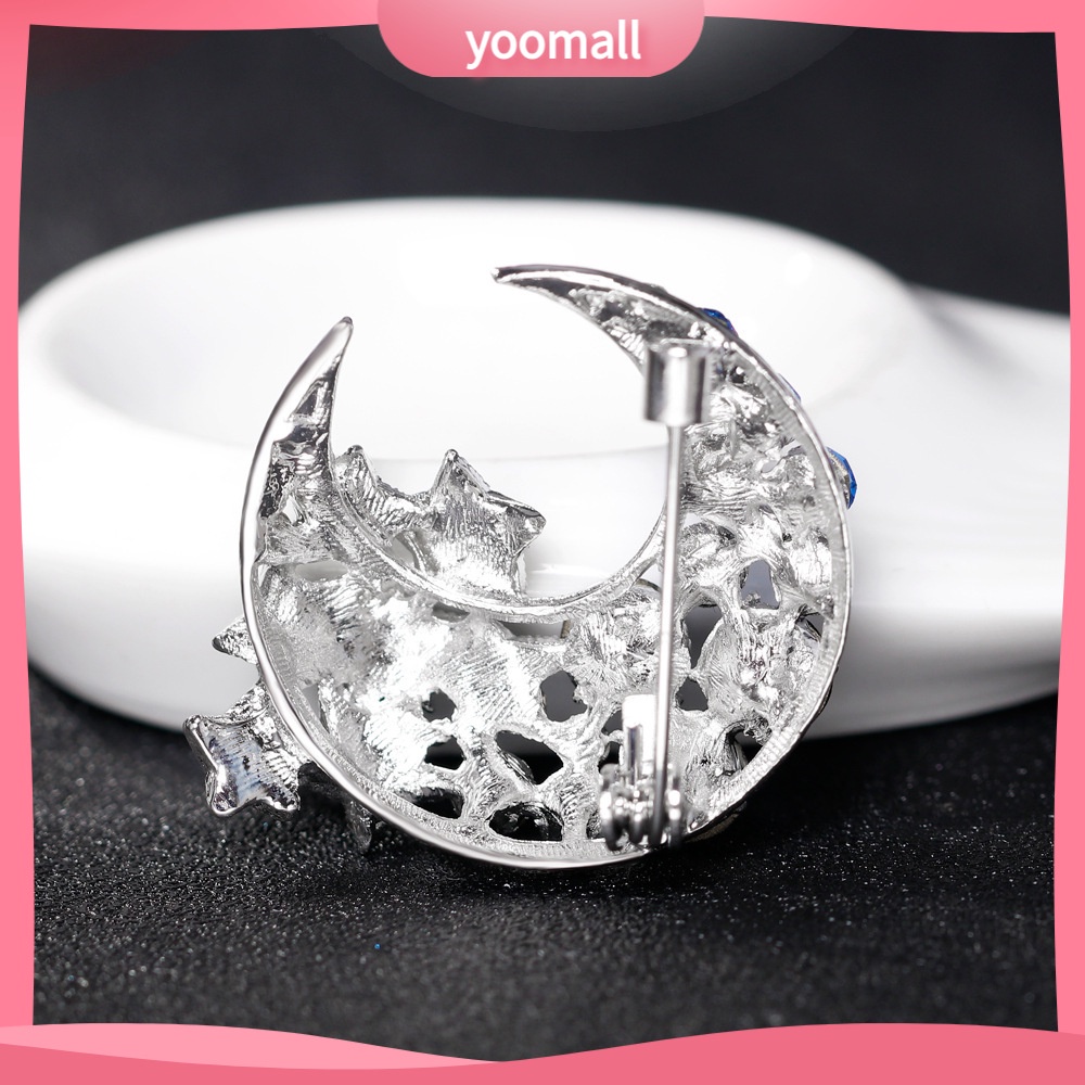 Ghim Cài Áo Hợp Kim Hình Trăng Sao Đính Đá Thời Trang