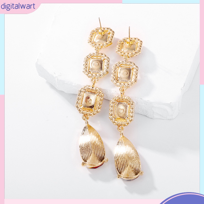 [DG] Bông Tai Dáng Dài Đính Kim Cương Hình Giọt Nước Siêu Lấp Lánh Phong Cách Âu Mỹ Thời Trang Cao Cấp Dành Cho