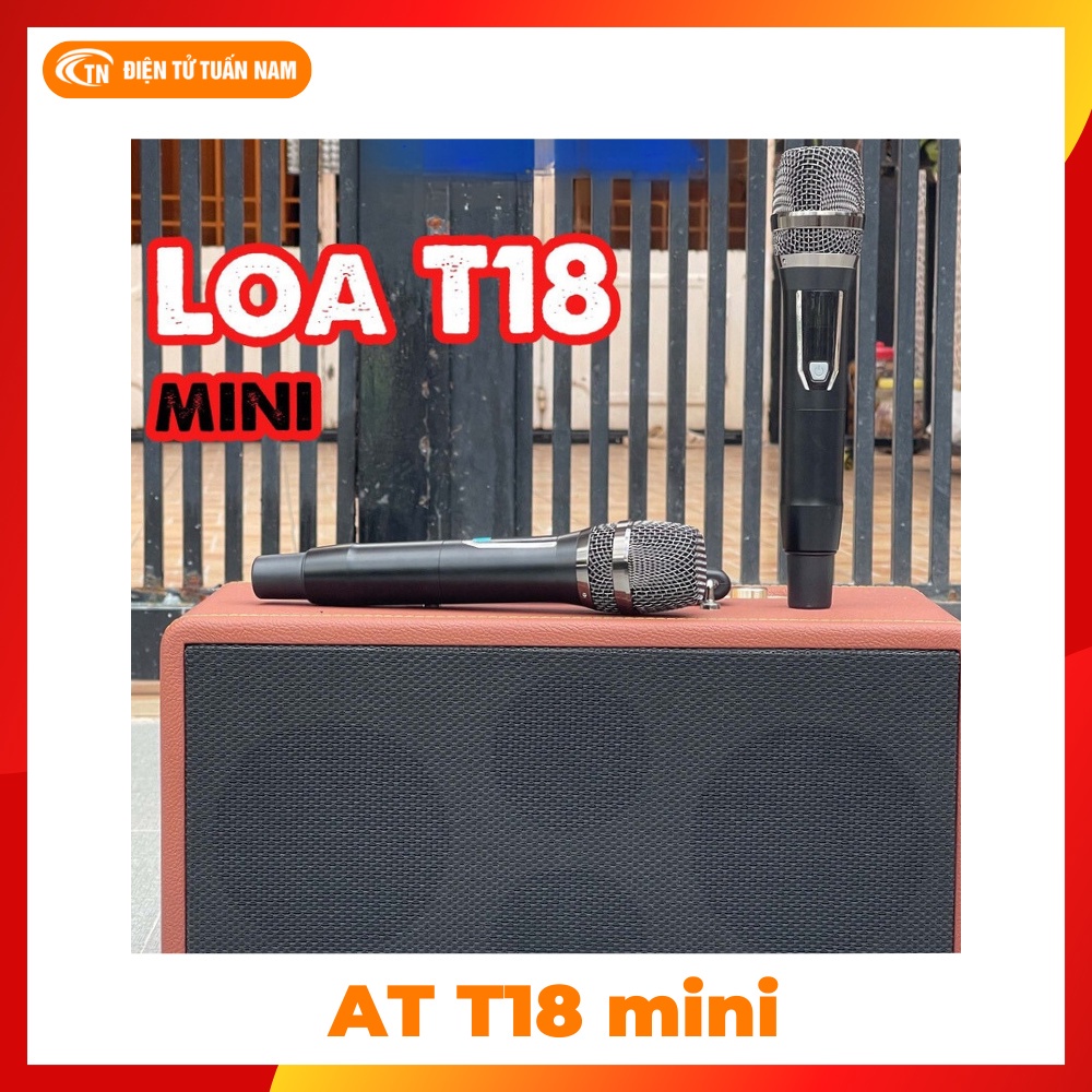 Loa karaoke bluetooth di động AT T18 mini 2 Micro UHF không dây cao cấp với cổng vol riêng biệt