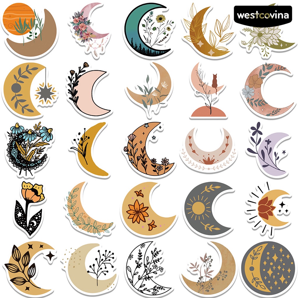 [WSTN]✎Bộ 50 Miếng Dán Trang Trí Vali Chống Thấm Nước Bằng PVC