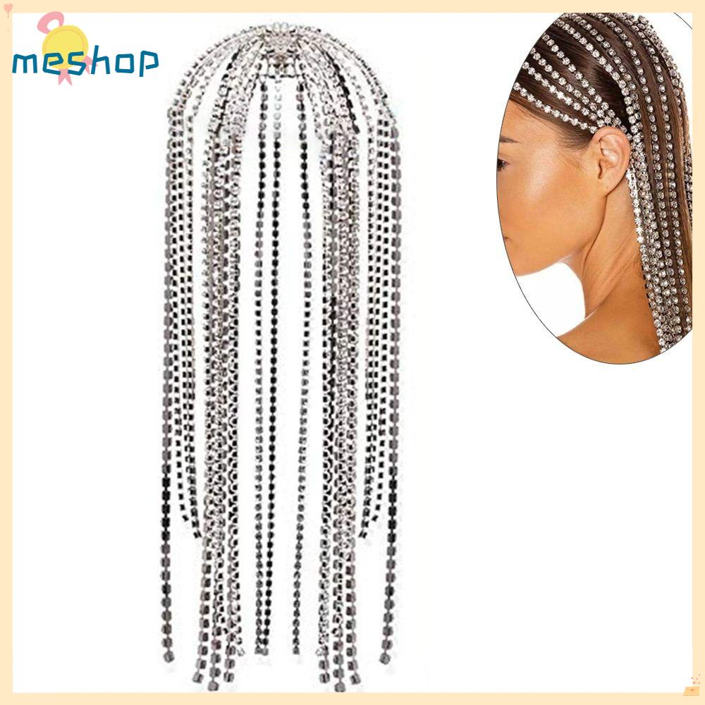 Cài Tóc Dạng Chuỗi Dài Đính Đá Pha Lê Tua Rua Dành Cho Cô Dâu