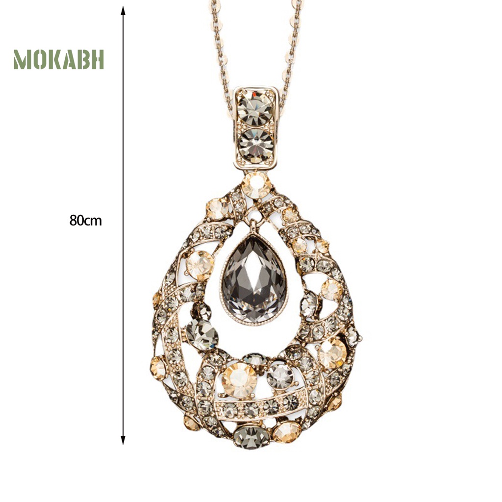 Vòng cổ Dáng Dài Đính Đá Hình Giọt Nước Lấp Lánh Thời Trang