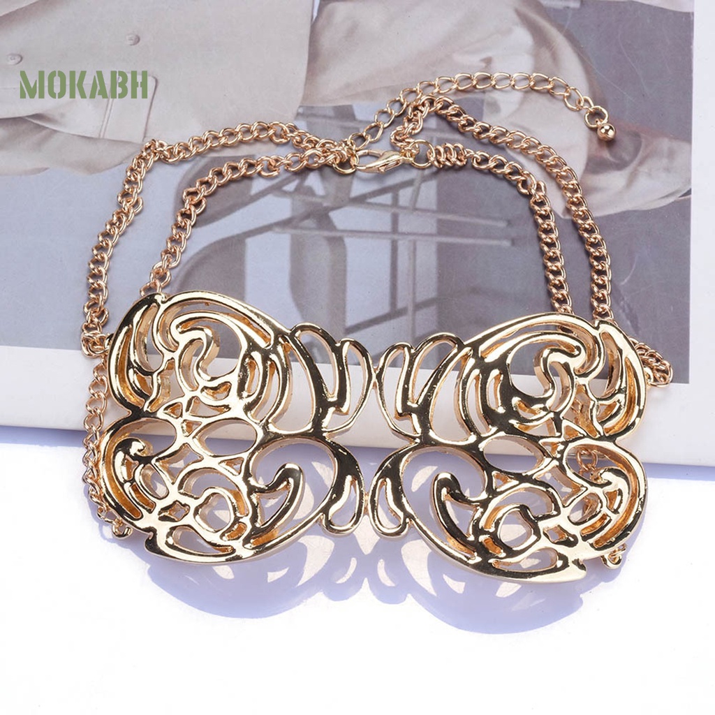 Vòng Cổ Choker Kim Loại Mặt Hình Bướm Lấp Lánh Phong Cách Hip Hop Cổ Điển