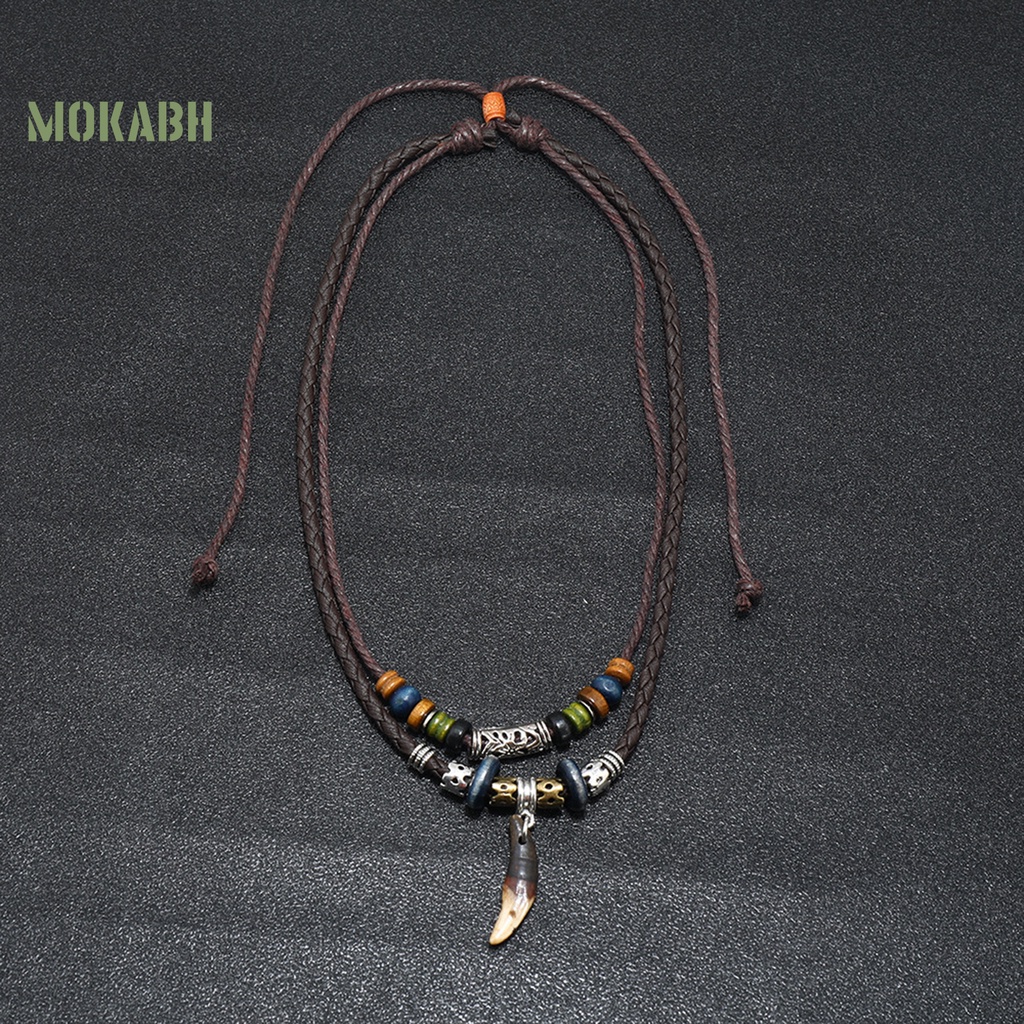 Vòng Cổ Nam Giả Da Nhiều Lớp Phong Cách Retro