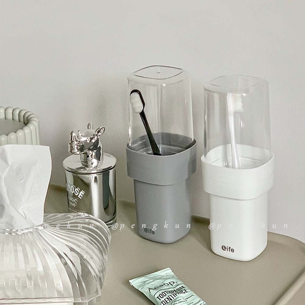 Cốc Đánh Răng Có Nắp Đậy Thiết Kế Đơn Giản Tiện Dụng Mang Theo Du Lịch