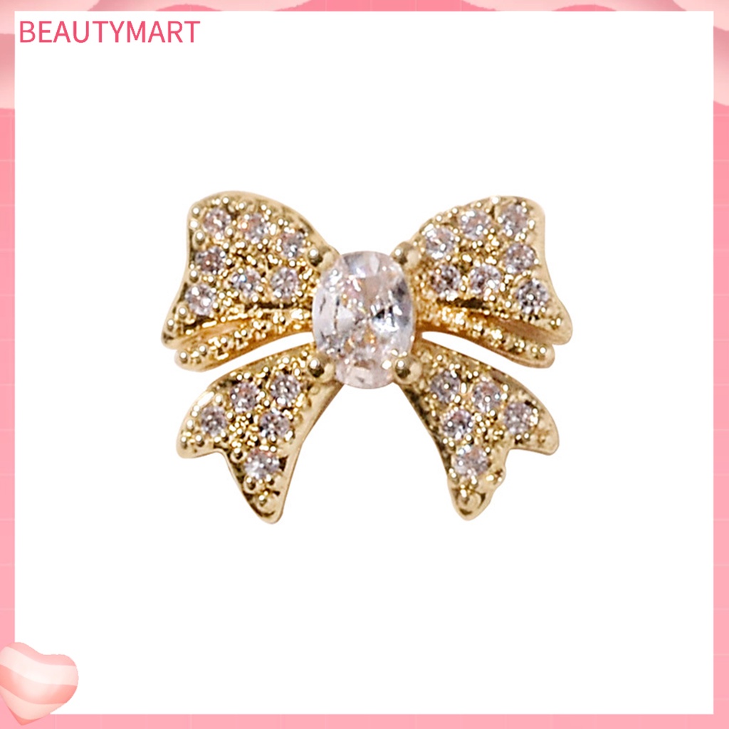 Phụ Kiện Đính Đá Zircon Hình Nơ Siêu Sáng Bóng Trang Trí Móng Tay DIY