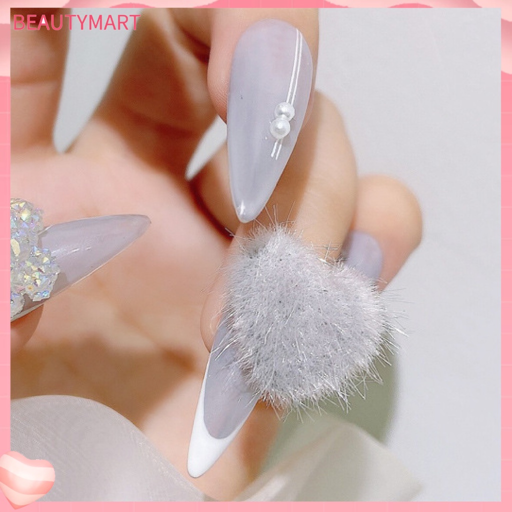 Set 3 Phụ Kiện Trang Trí Móng Tay Nghệ Thuật 3D Bằng Vải Lông Xù Nhỏ Gọn Có Thể Tháo Rời