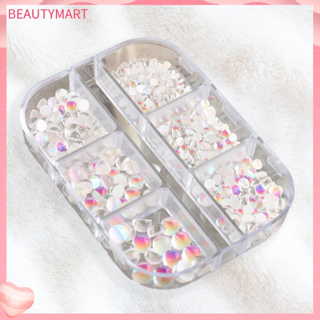 Hộp 6 Ngăn Đựng Hạt Tròn Dẹt Nhiều Màu Sắc Trang Trí Móng Tay Nghệ Thuật Cho Nữ